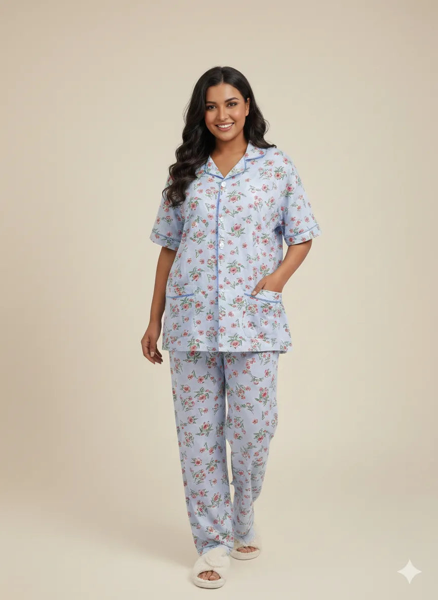 Blue Floral PJ Set