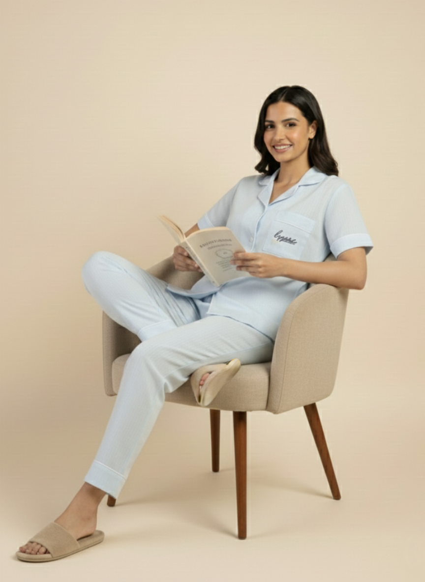 easy breezy blue pj set