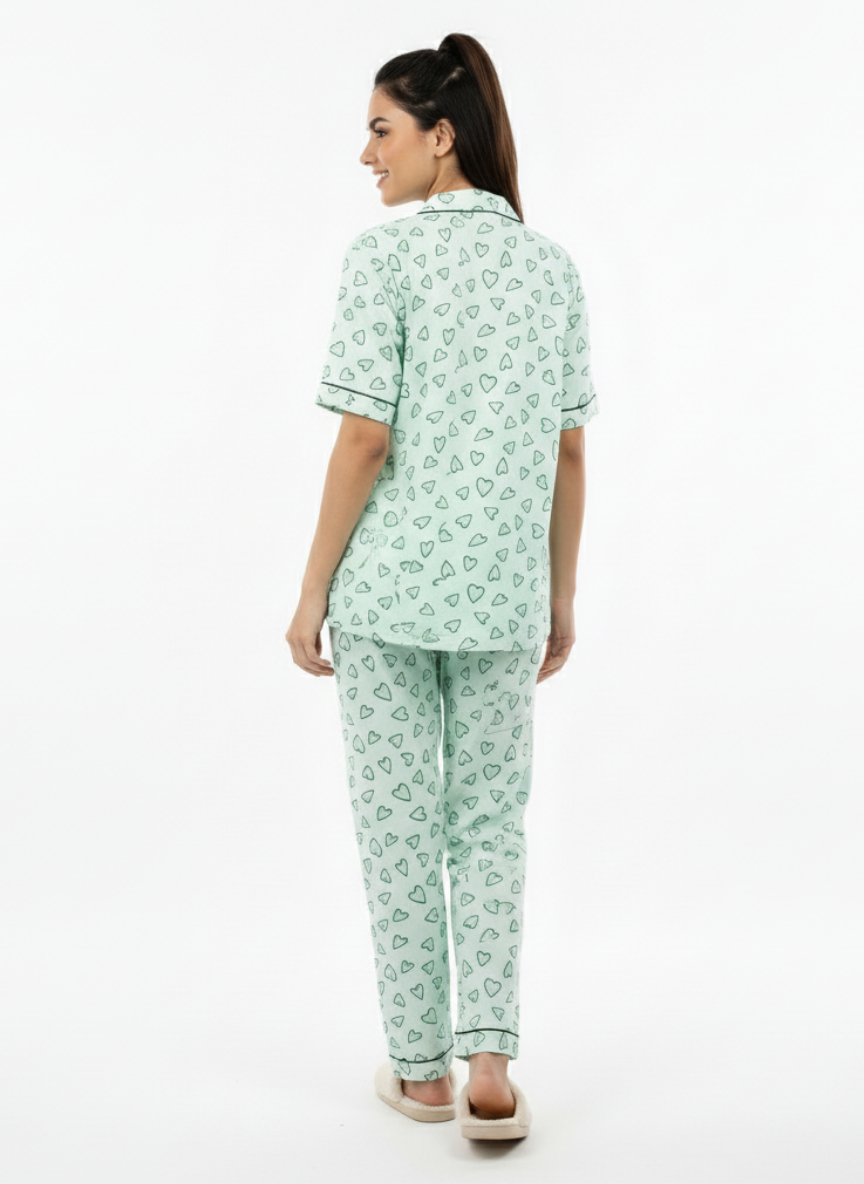mint hearts pj set