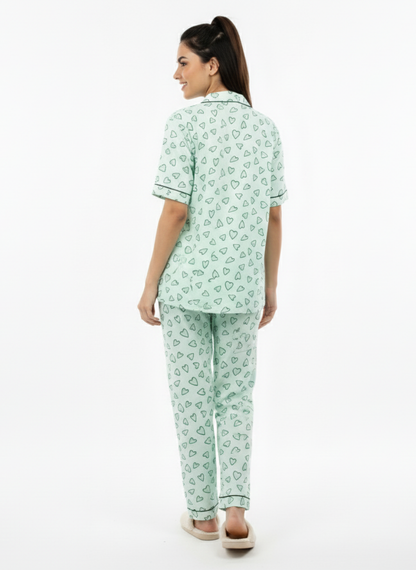 Mint Hearts PJ Set
