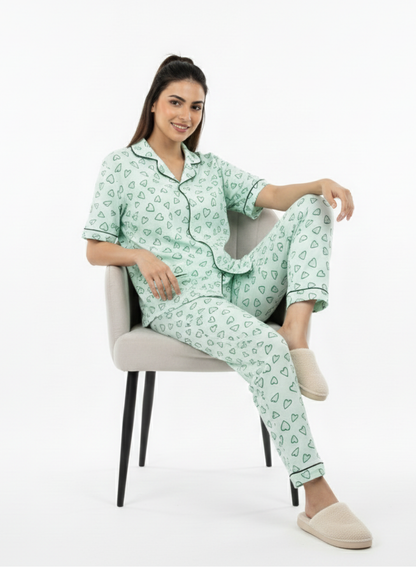 Mint Hearts PJ Set