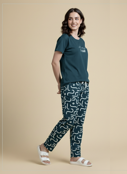 Teal Swirl Tee Pyjama Set