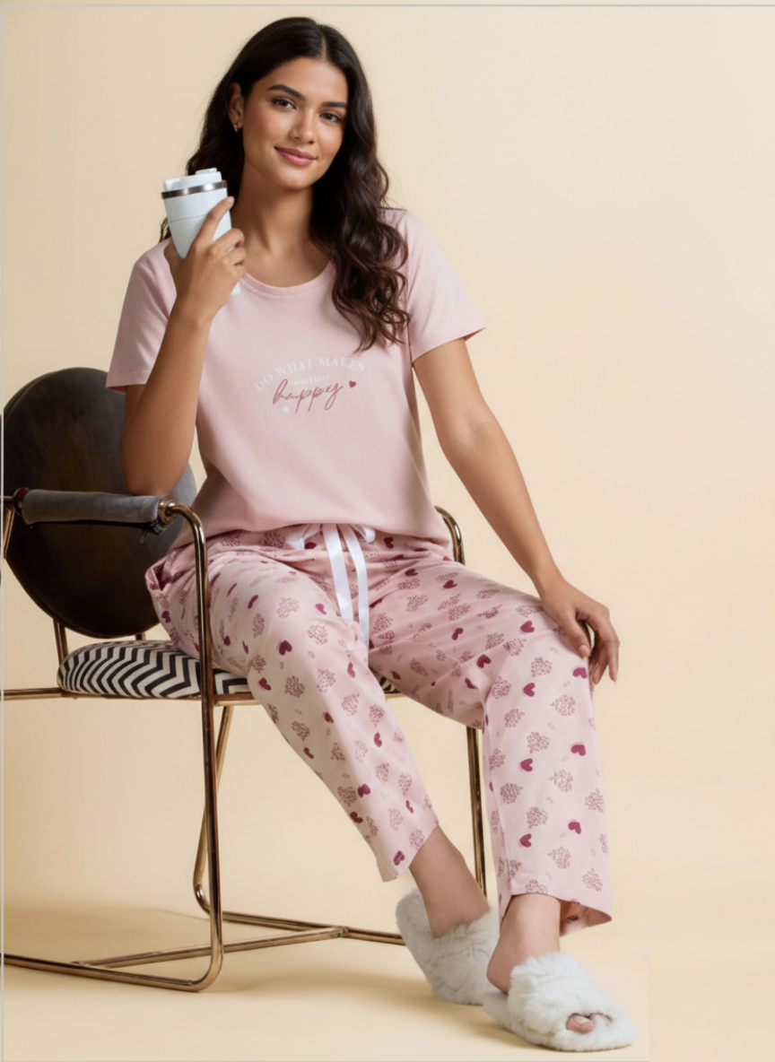 blush heart tee pyjama set