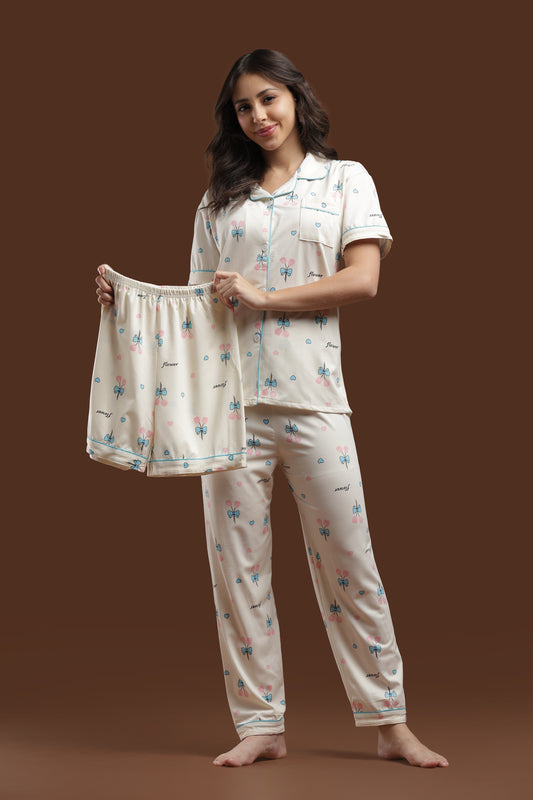 Blue Blossom 3 Piece PJ Set