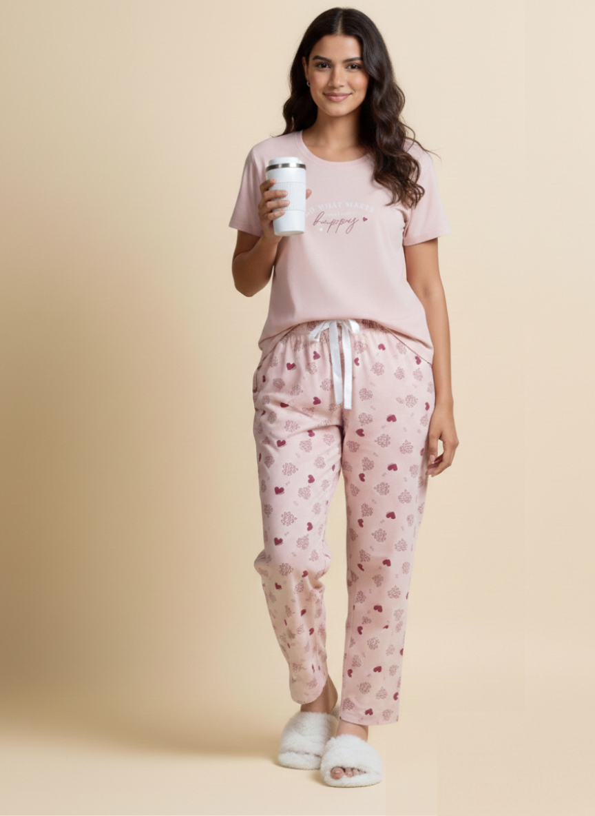 blush heart tee pyjama set