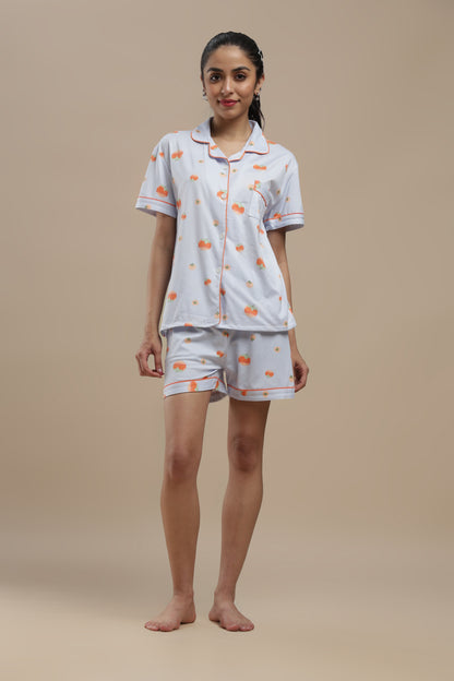 Fruit Print Blue 3 Piece PJ Set