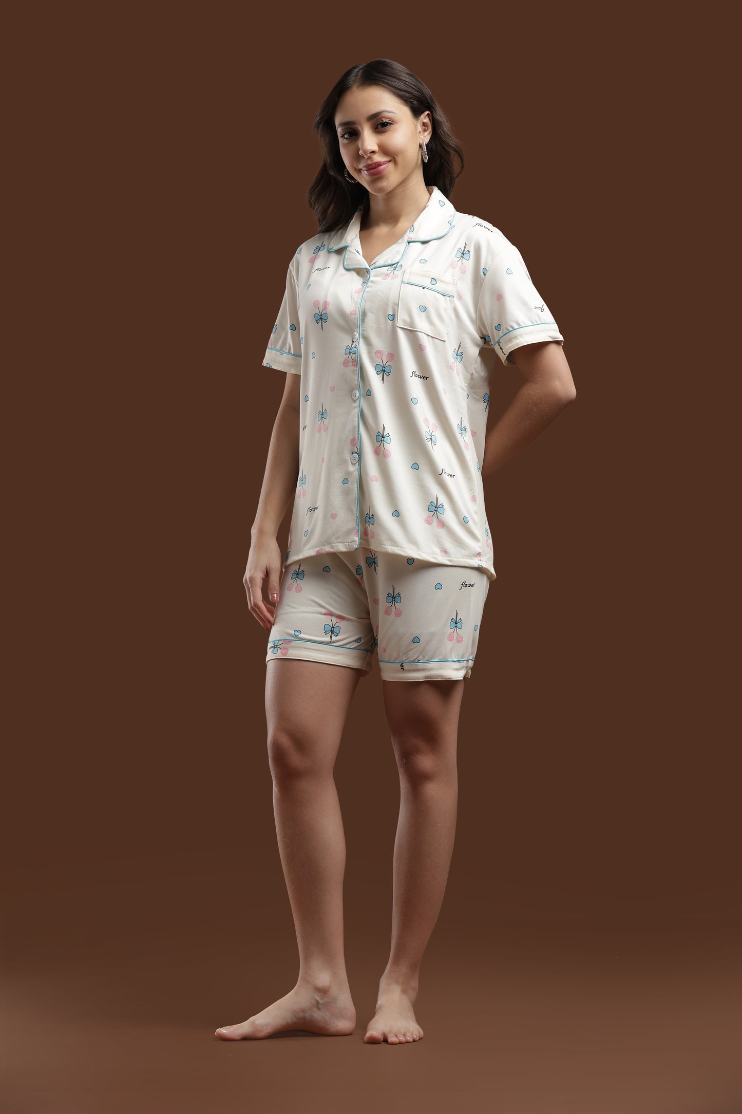 blue blossom 3 piece pj set