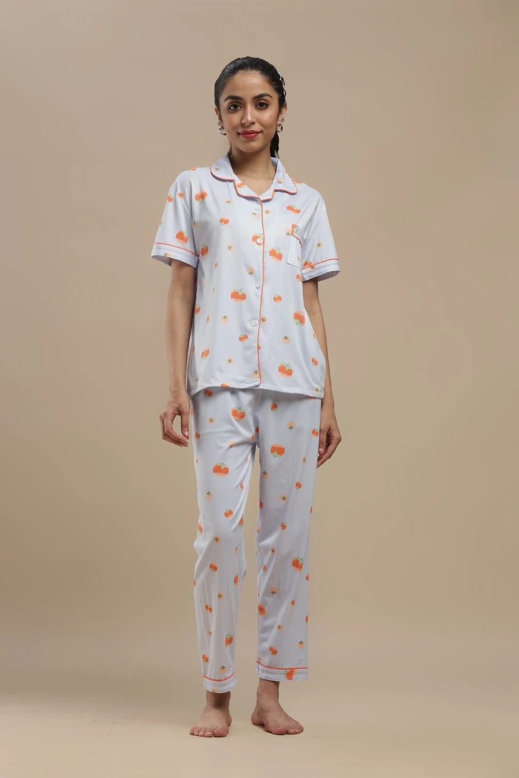 fruit print blue 3 piece pj set