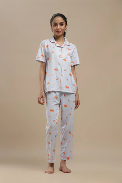 Fruit Print Blue 3 Piece PJ Set