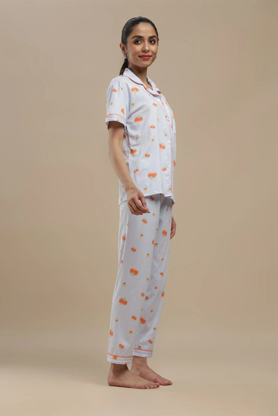 fruit print blue 3 piece pj set