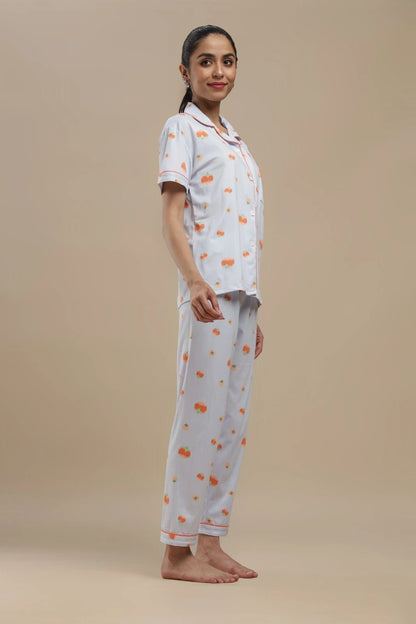 Fruit Print Blue 3 Piece PJ Set