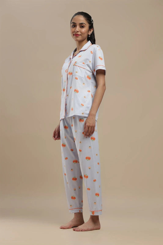 Fruit Print Blue 3 Piece PJ Set