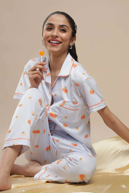 Fruit Print Blue 3 Piece PJ Set