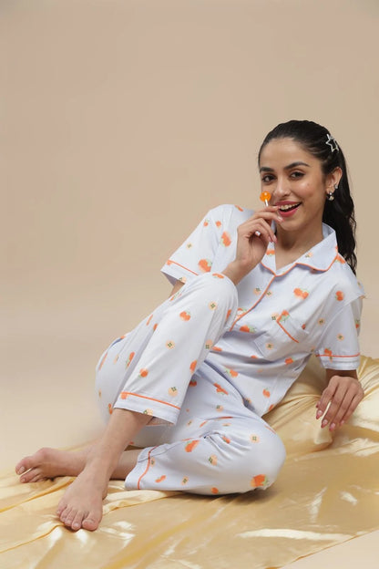 Fruit Print Blue 3 Piece PJ Set