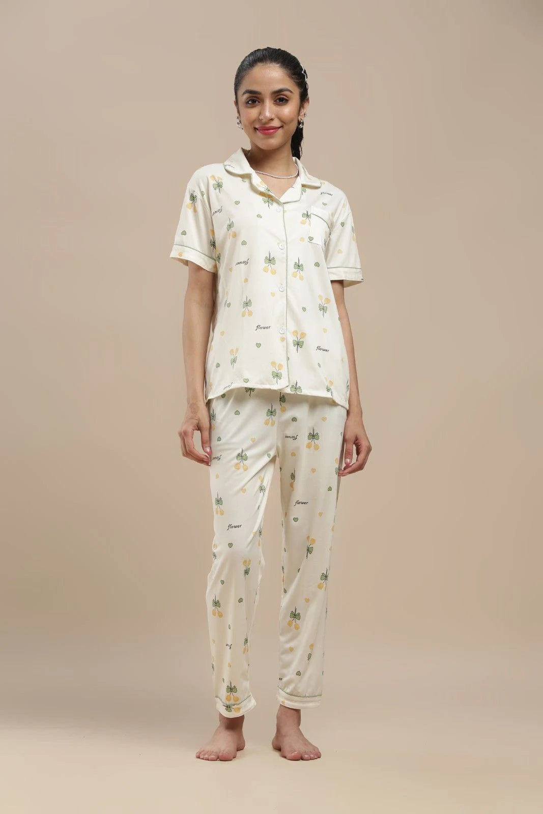 green blossom 3 piece pj set