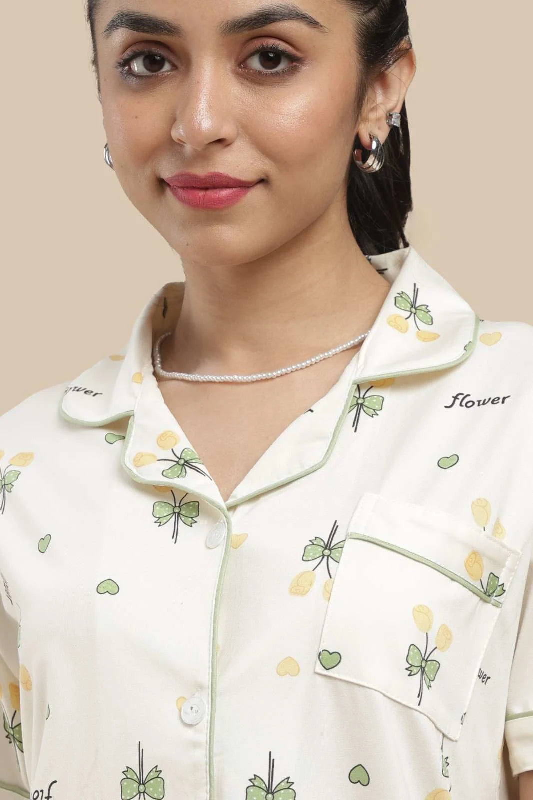 green blossom 3 piece pj set