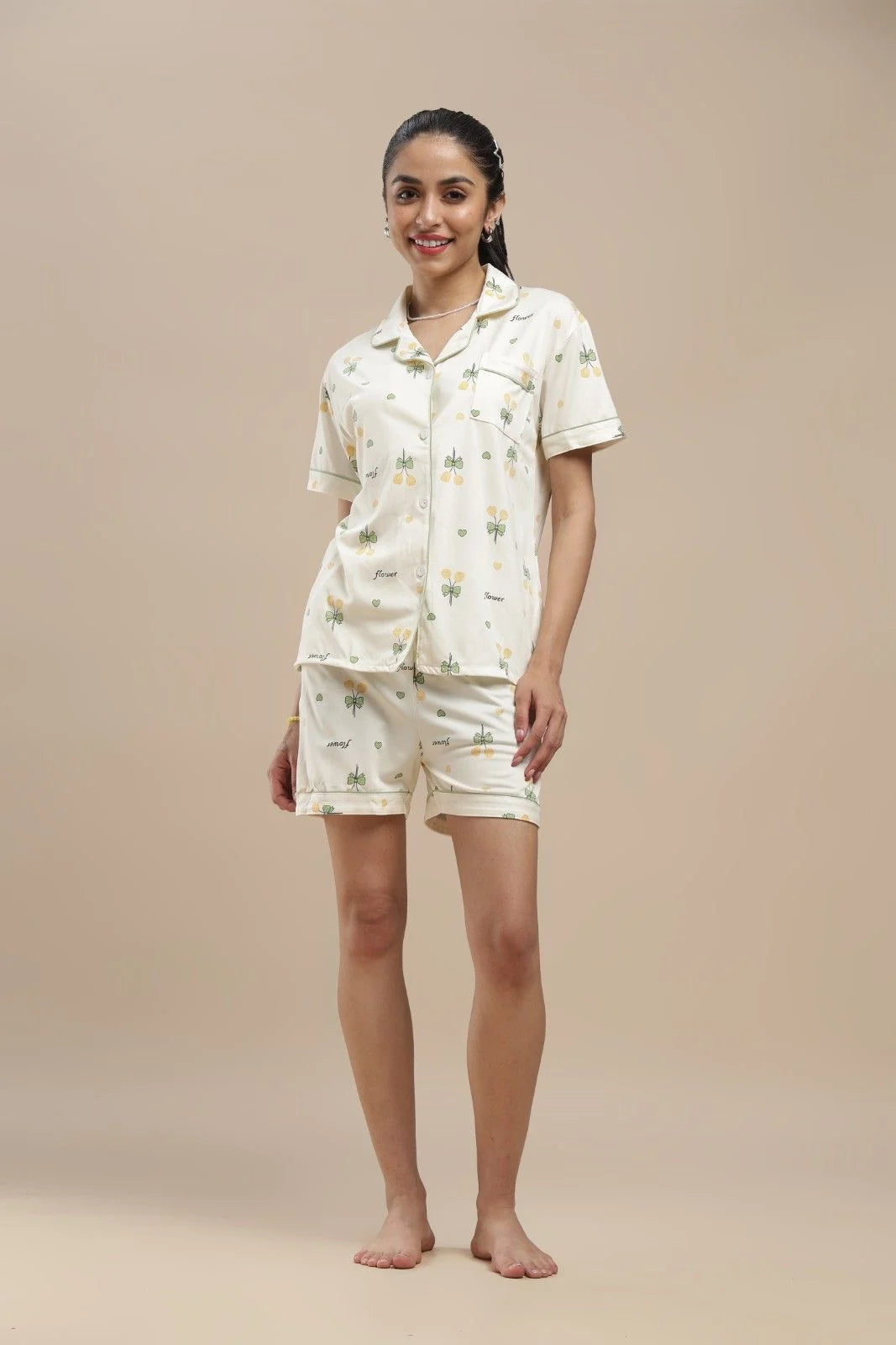 green blossom 3 piece pj set