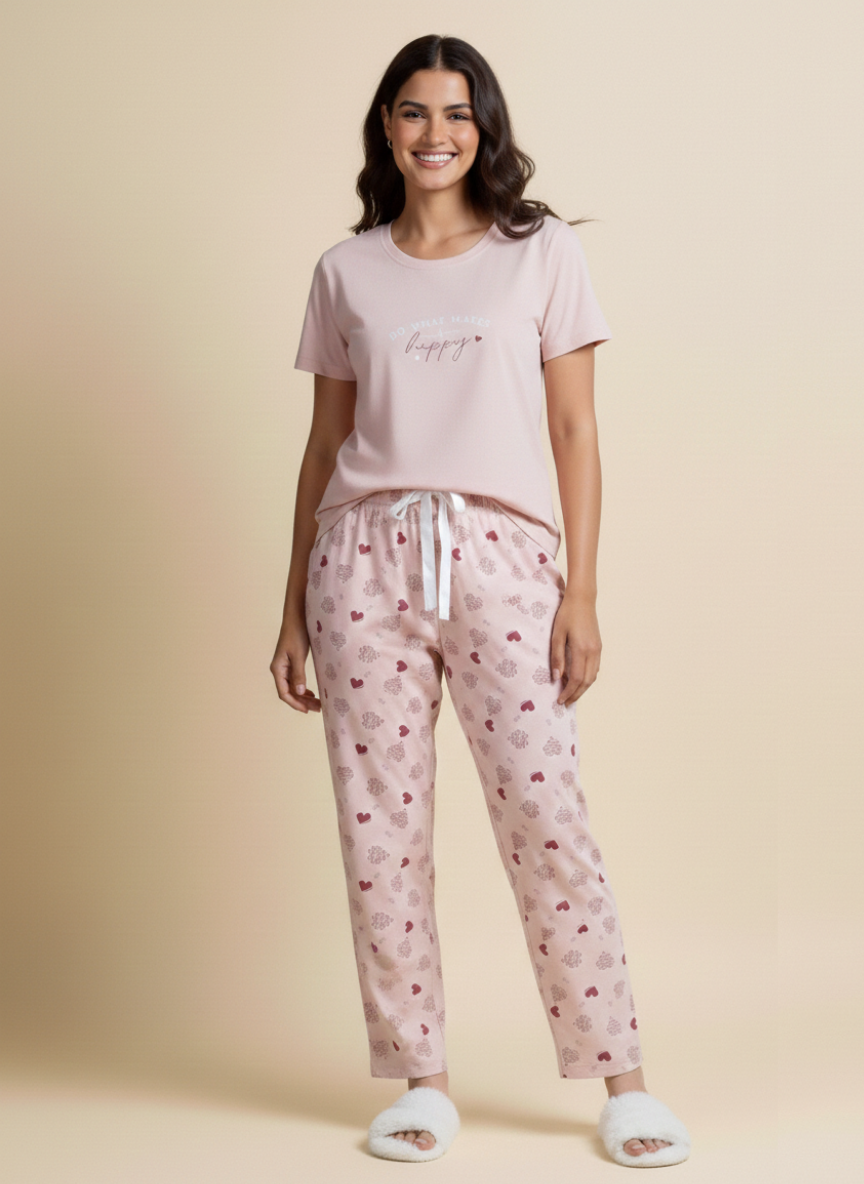 blush heart tee pyjama set