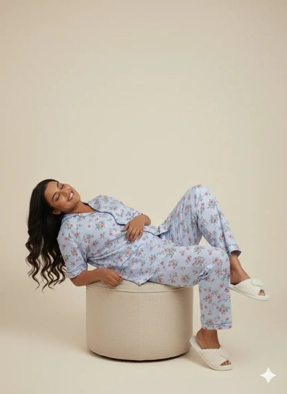 Blue Floral PJ Set
