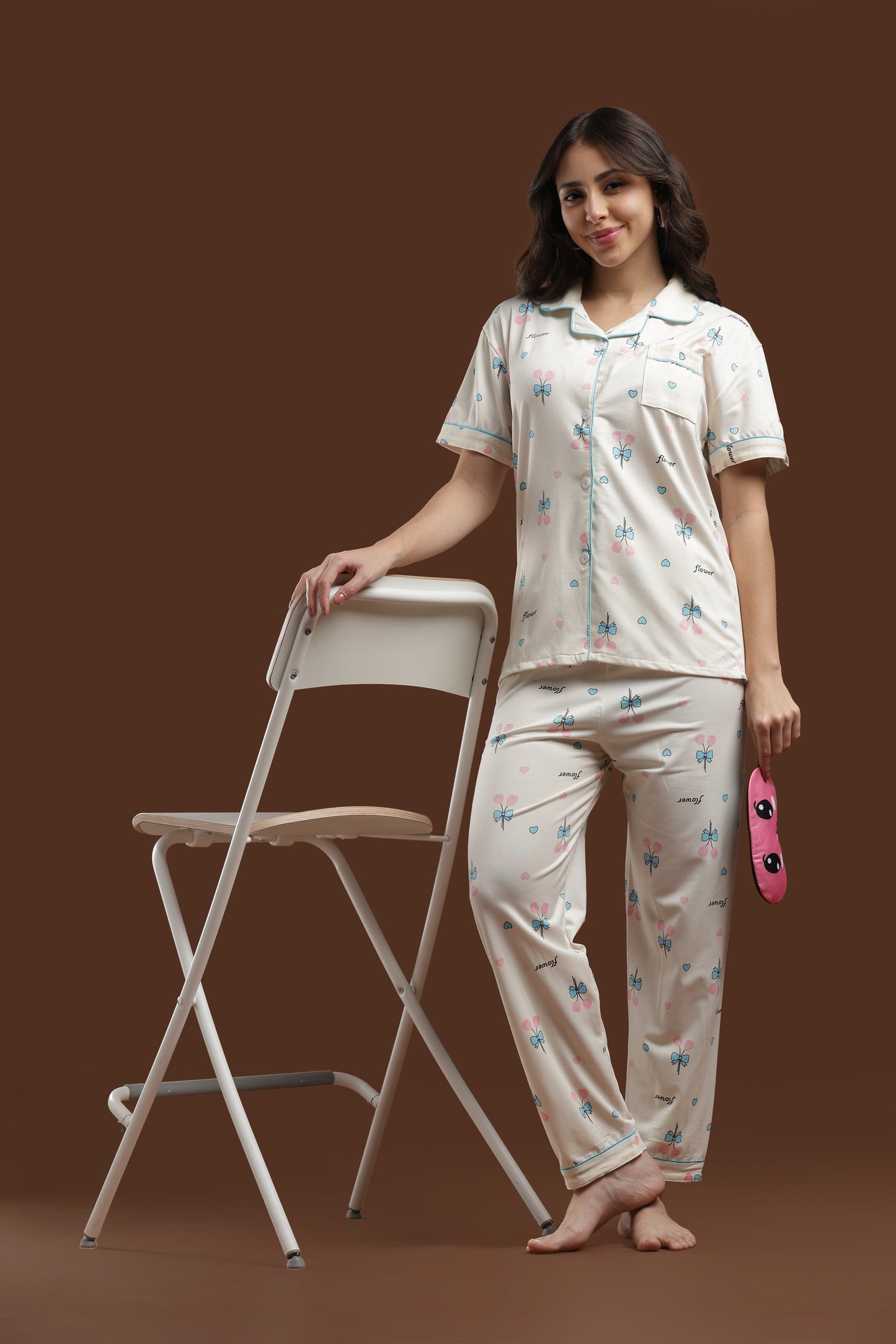 blue blossom 3 piece pj set
