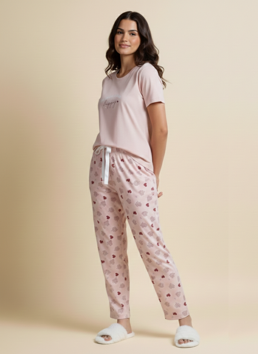 blush heart tee pyjama set