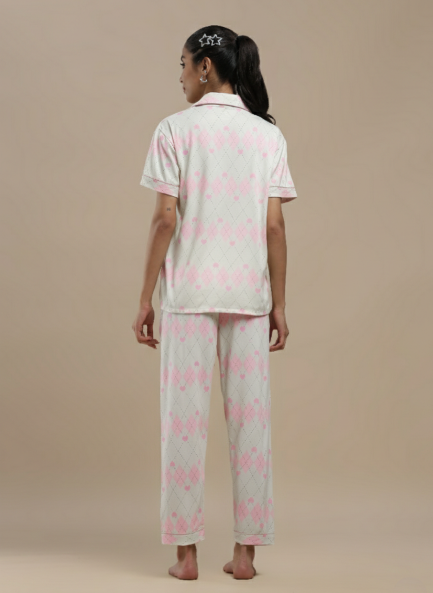 pink hearts 3 piece pj set