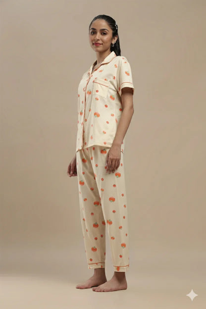Fruit Print Cream 3 Piece PJ Set