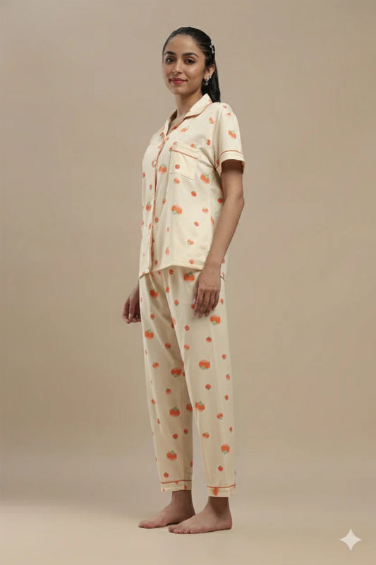 Fruit Print Cream 3 Piece PJ Set