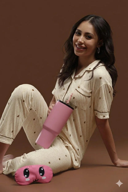 Brown Teddy 3 Piece PJ Set