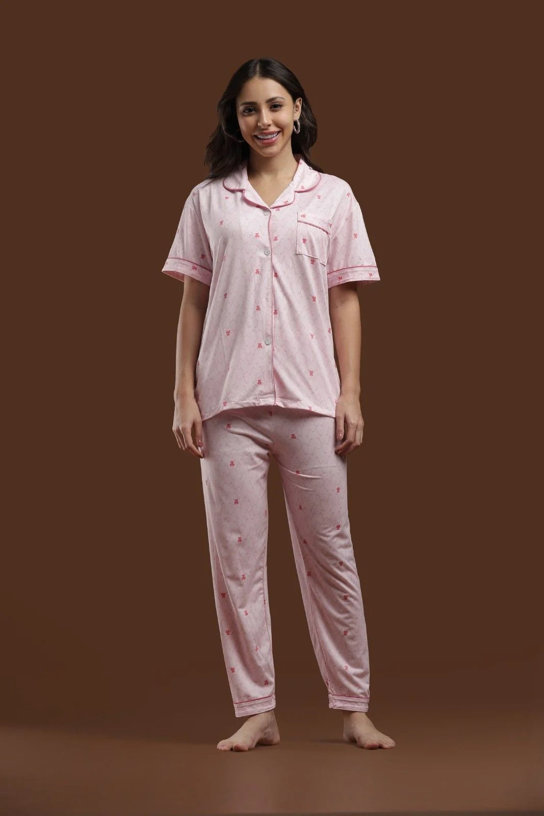 pink teddy 3 piece pj set