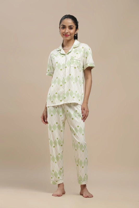 Green Hearts 3 Piece PJ Set