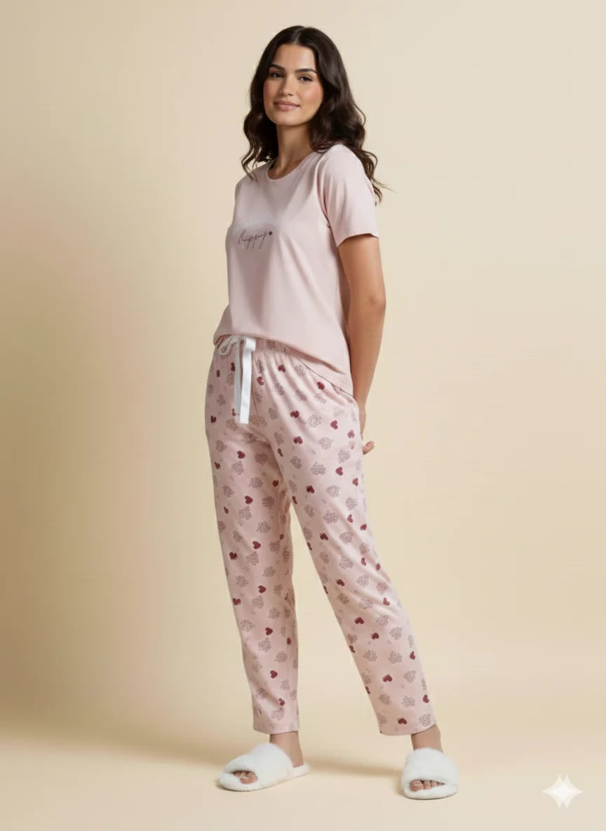 blush heart tee pyjama set