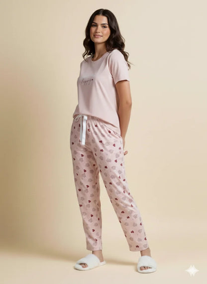 Blush Heart Tee Pyjama Set