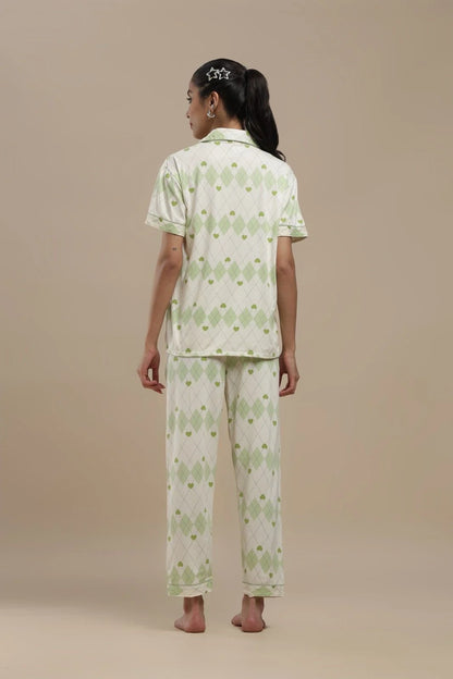 Green Hearts 3 Piece PJ Set