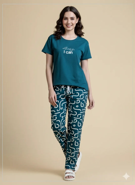 Teal Swirl Tee Pyjama Set