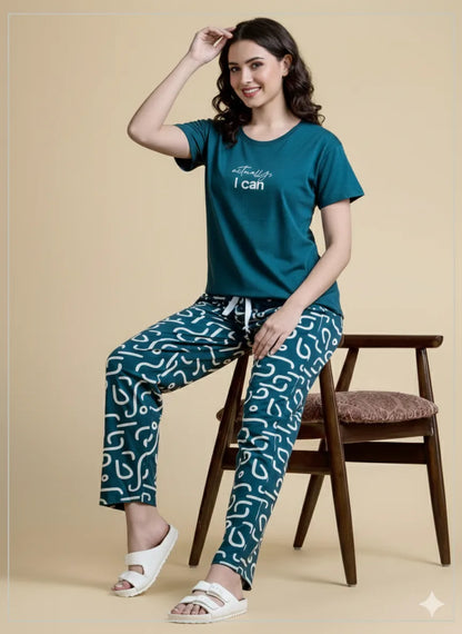 Teal Swirl Tee Pyjama Set